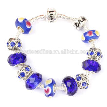 2015 prata banhado pulseira de vidro de murano beads european charme pulseira